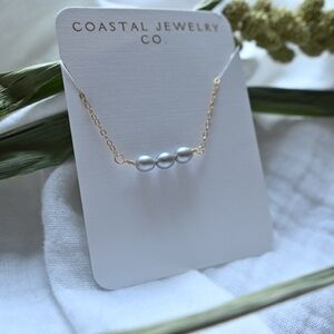 14k gold filled grey pearl necklace